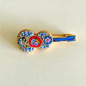 Vintage Micro Mosiac Guitar Brooch Pin Italy